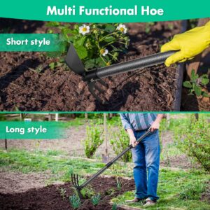 Hoe Garden Tool,45 Inch Long Garden Hoe and Cultivator, Garden Hand Tiller with Long Handle,Heavy Duty Garden Tools Hoe Cultivator for Gardening,Weeding, Tilling,Lossening Soil,Planting