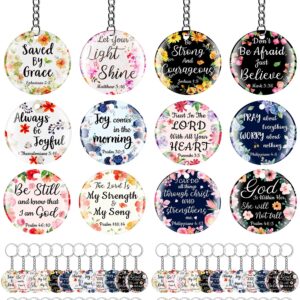 Janmercy 120 Pcs Acrylic Christian Keychain Floral Bible Verse Keychain Religious Scripture Gifts Jewelry Gifts for Women Men(Bright, Bright)