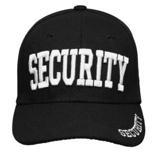 security hat baseball cap - gold or white embroidery security front, bill & back - adjustable size - white (1pk)