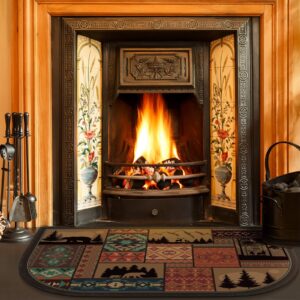 Demissle Fireplace Hearth Rug Fireplace Mats Cabin Southwestern Fireproof Fireplace Rug Fire Resistant Mat for Wood Stove Floor for Kitchen Indoor Outdoor(27 x 48 Inch,Classic)