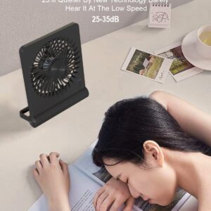 Tevelecin Small Desk Fan, 2000mAh Rechargeable USB Fan Battery Operated,Ultra Quiet, Strong Wind, 3 Speeds Travel Fan