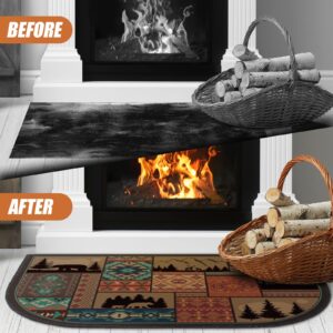 Demissle Fireplace Hearth Rug Fireplace Mats Cabin Southwestern Fireproof Fireplace Rug Fire Resistant Mat for Wood Stove Floor for Kitchen Indoor Outdoor(27 x 48 Inch,Classic)