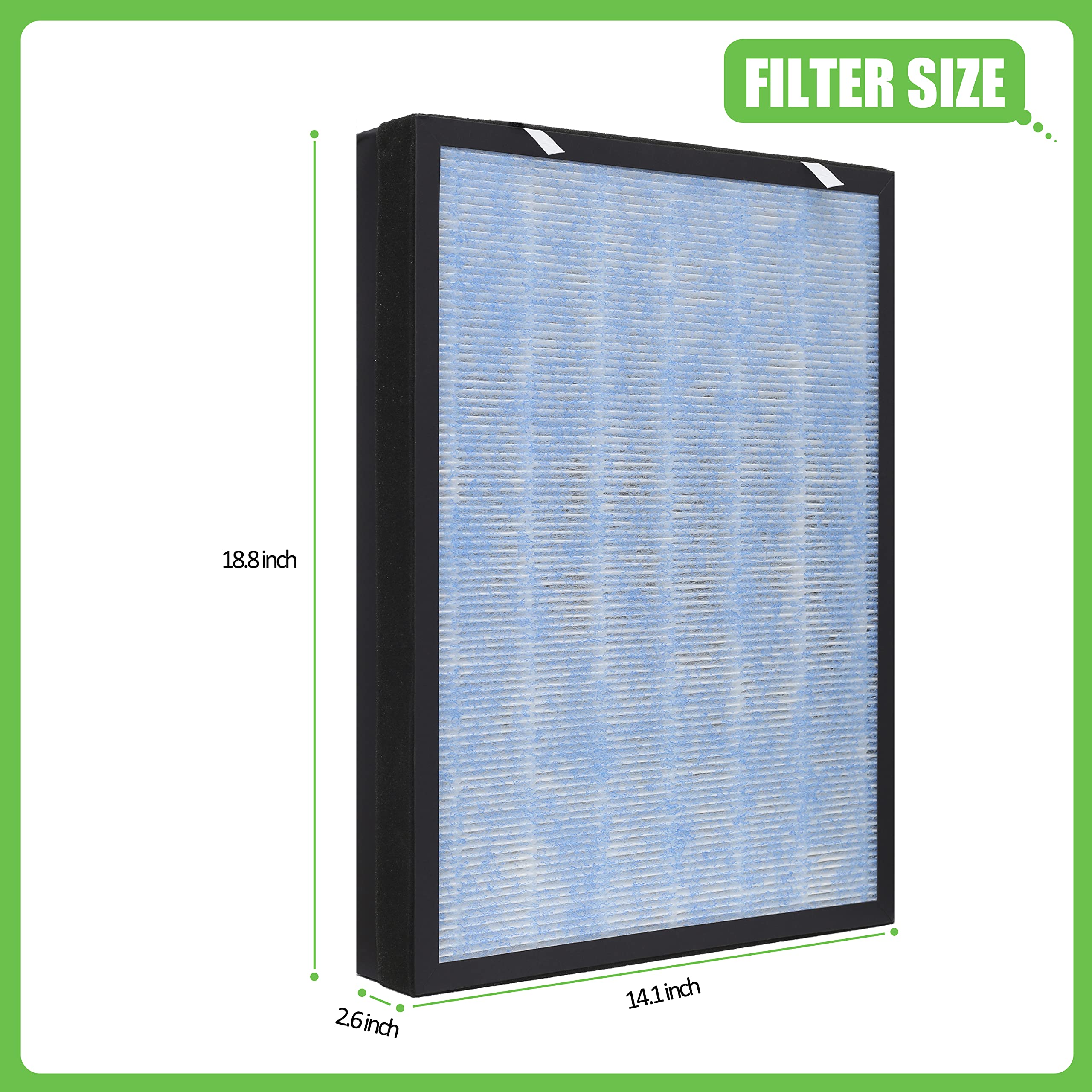 Hichoryer HSP002 Replacement Filter, Compatible with HATHASPACE® HSP002 Smart True HEPA Air Purifier 2.0, 1 Pack