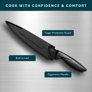 Home Hero 2 Piece 8 Inch Black Chef Knife Set with Ergonomic Handle - High Carbon Stainless Steel Razor-Sharp Multi-Purpose Kitchen Knife for Chopping Vegetables and Meats (Black)