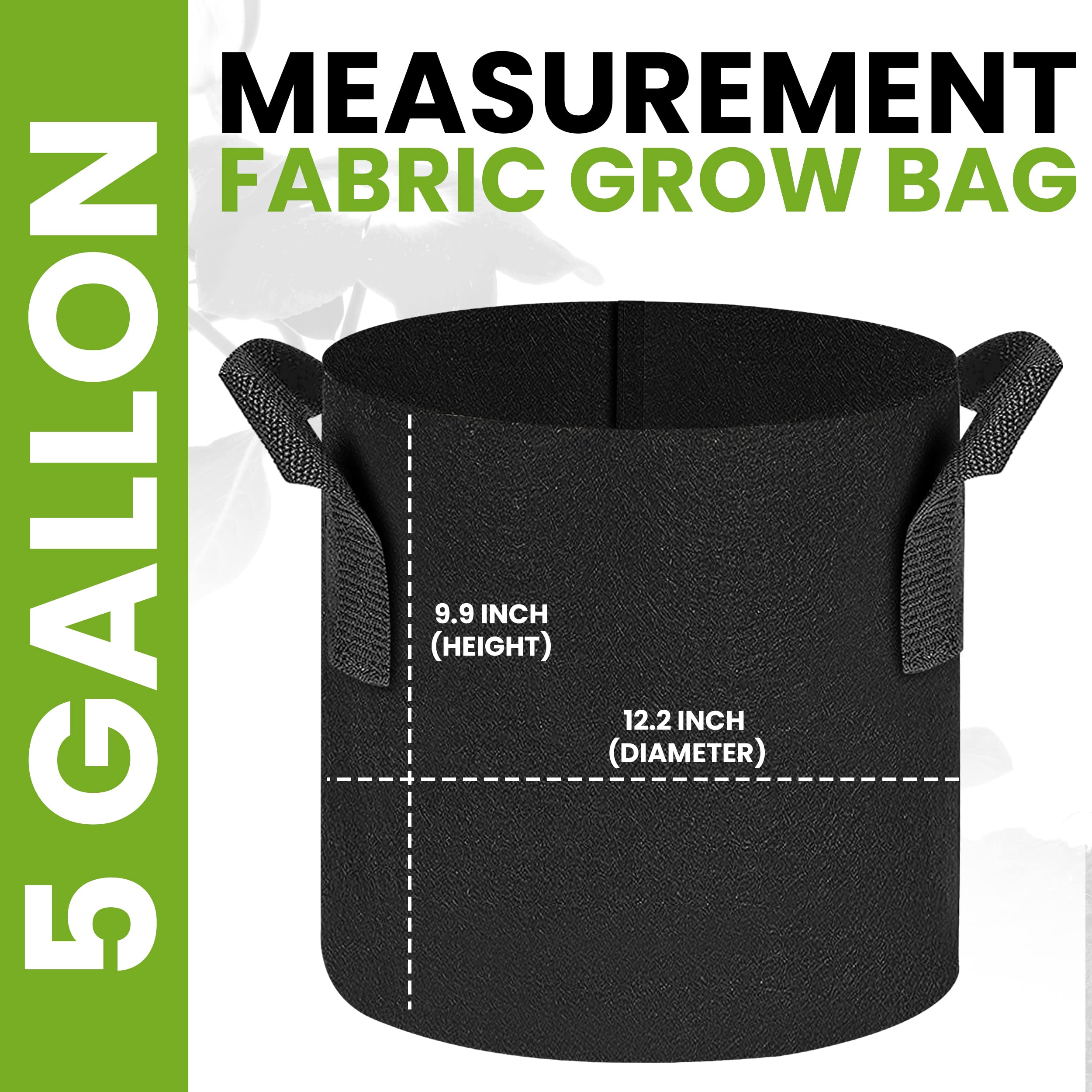 Utopia Home 5 Pack 5 Gallon Grow Bags, 300G Thickened Nonwoven Plant Fabric Pots for Outdoor, Grow Pots, Garden Plant Bags, Aeration Fabric Planter Bags for Fruits, Vegetables and Flowers