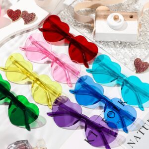 Chicpop 30PCS Heart Sunglasses for Women Transparent Heart Shaped Sunglasses Bulk Fun Colored Sunglasses Pack for Party Favor…