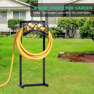 Garden Hose Holder Thick Metal Hose Holder Freestanding Hose Holders Detachable Water Hose Holder Decorative Hose Storage Heavy Duty Hose Organizer For Outdoor Yard Black