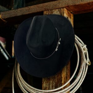 FLUFFY SENSE. Cowboy Hat for Women and Men with Shapeable Wide Brim - Felt Cowboy Hat Cattleman Western Hats for Cowboys and Cowgirls (as1, Alpha, l, x_l, Raven Black)