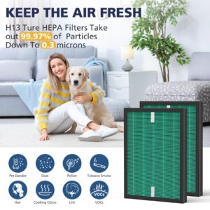 Filter Replacement Sets for Coway Airmega 150 Air Purifier, 2 Green True HEPA and 8 Active Carbon Filter, AP-1019C-FP