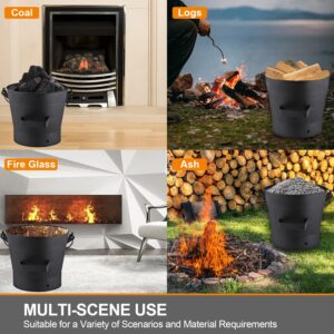 Fireplace Ash Bucket with Lid Shovel, Hand Broom and Gloves, 2.6 Gallon Charcoal Wood Fire Pits Burning Stoves, Coal/Large Pellet Metal Buckets/Hot Wood Carrier Pail Fire Pits Ash Can Cleaning Tools