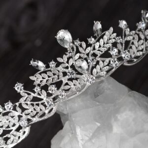 SWEETV Silver Tiara Crown for Women,Princess Tiaras for Girls,Crystal Retro Hair Accessories for Wedding Birthday Prom Pageant Quinceanera