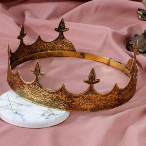 TOBATOBA Gold King Crowns for Men, Medieval Crown Royal Crown, Medieval Renaissance Costume Men, Prince Crown Birthday Crown Boy, Hair Accessories for Birthday Prom Halloween Costume Cosplay