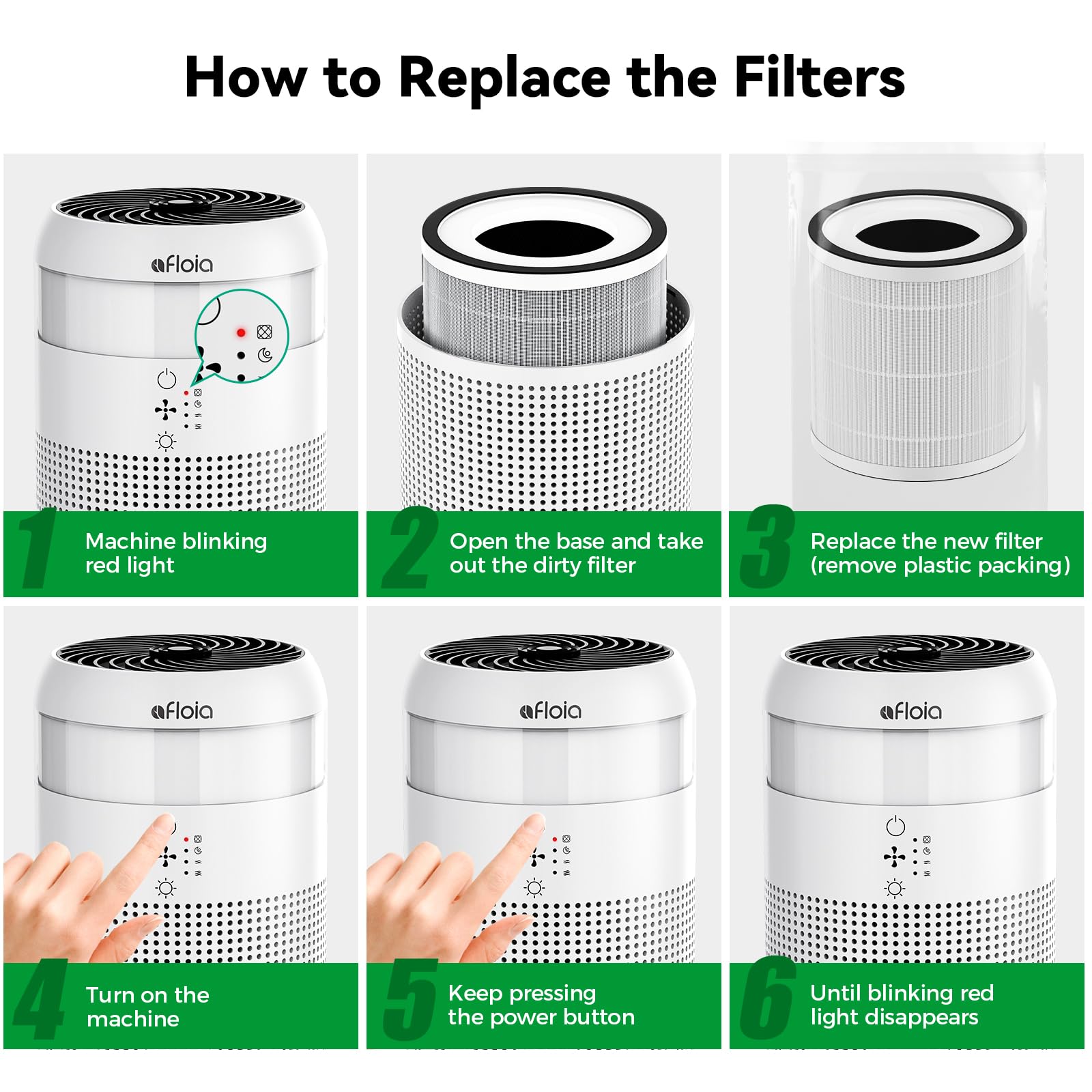 Afloia Original Efficient Filter, Compatible with Demi Air Purifier (ASIN:B0BMW34T98), Remove 99.99% Pets Hair Dander Odor Dust Smoke Mold Pollen