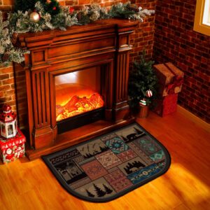 Demissle Fireplace Hearth Rug Fireplace Mats Cabin Southwestern Fireproof Fireplace Rug Fire Resistant Mat for Wood Stove Floor for Kitchen Indoor Outdoor(27 x 48 Inch,Classic)