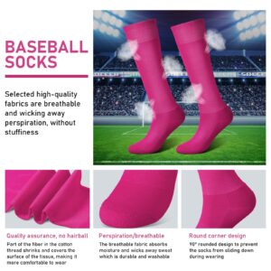 Zhanmai Baseball Belt and Socks Combo Adjustable Softball Socks and Belt Elastic Waist Belt for Youth Boys Girls, and Adult (Hot Pink, Youth)