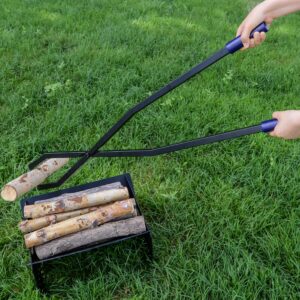 40'' Fire Tongs for Fire Pit Firewood Grabber Tool for Large Logs Outdoor Bonfire Campfire Backyard Deck Camping Heavy Duty Metal Log Grabber Rustproof Safely Moves Firewood