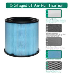 Asheviller AP1001 Filter Replacement, Compatible with AP1001 Air Purifier, Part Number AP1001-RF, 5-Layer Purification System, 2 Pack