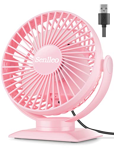 Senlleo 6 inch Rechargeable Desk Fan, 5000mah Portable Battery Fan, 3 Speeds, 720° Rotation, 8-30Hours Work, Removable Fan Cover, Battery Powered Personal Quiet Fan - Pink