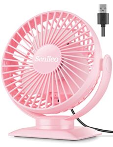 senlleo 6 inch rechargeable desk fan, 5000mah portable battery fan, 3 speeds, 720° rotation, 8-30hours work, removable fan cover, battery powered personal quiet fan - pink