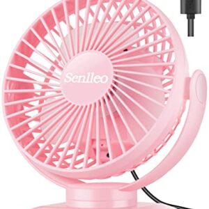 Senlleo 6 inch Rechargeable Desk Fan, 5000mah Portable Battery Fan, 3 Speeds, 720° Rotation, 8-30Hours Work, Removable Fan Cover, Battery Powered Personal Quiet Fan - Pink