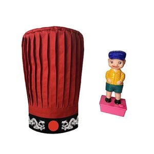 hibachi chef tall hat in red with headband and wee wee squirting boy (black dragon)