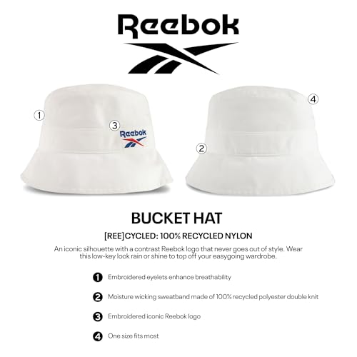 Reebok Standard Utility Bucket Hat for Men and Women (One Size Fits Most), Classic-White