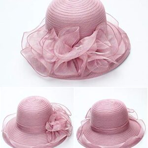 Women's Organza Kentucky Fascinator Hat Derby Cloche Bowler Hat Cocktail Tea Party Wedding Sun Hat Purple