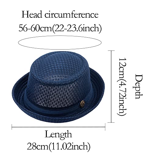 6Pcs Summer Mesh Pork Pie Hat Beach Party Fedora Cap Boater Porkpie Breaking Bad Flat Hat for Men Women Straw