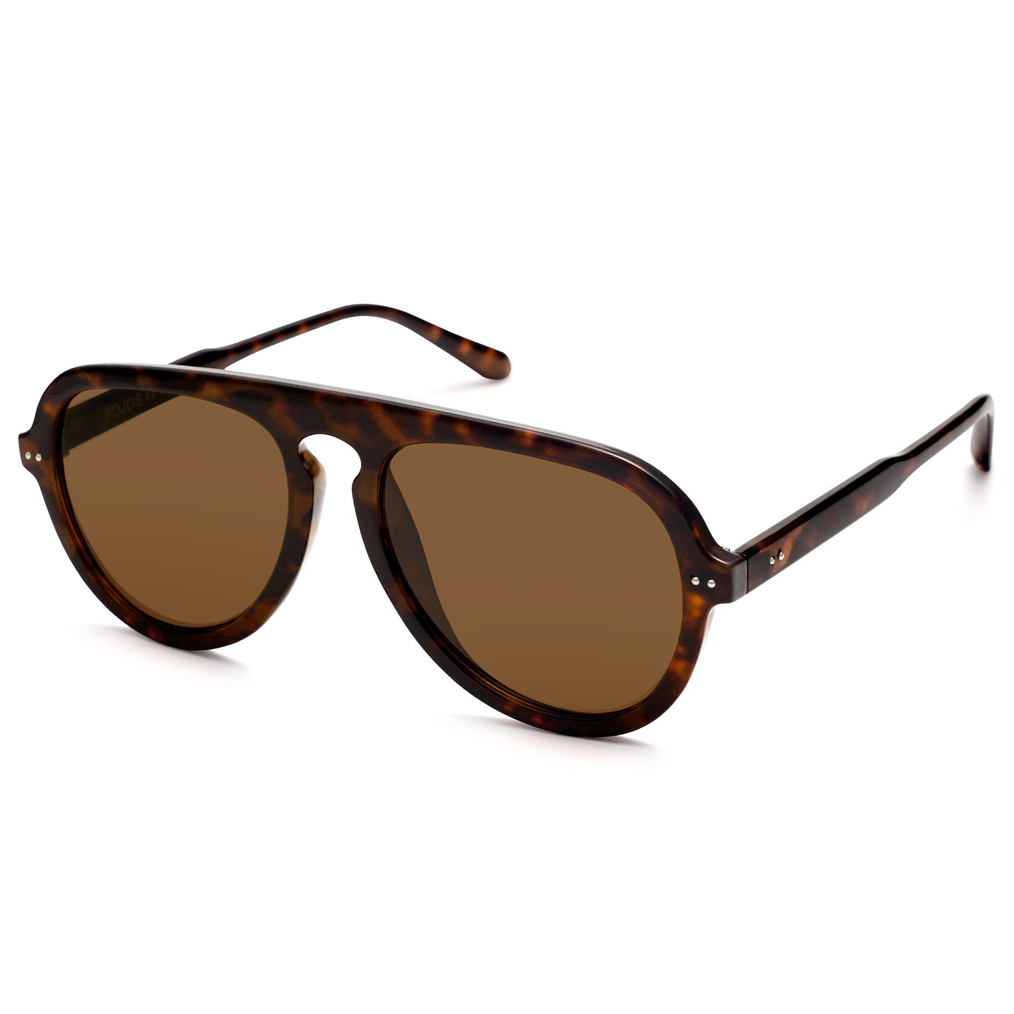 SOJOS Retro Aviator Sunglasses Womens Mens Vintage Plastic Frame Shades Lentes De Sol Para Mujer SJ2255 Brown