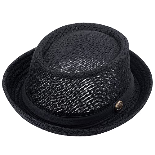 6Pcs Summer Mesh Pork Pie Hat Beach Party Fedora Cap Boater Porkpie Breaking Bad Flat Hat for Men Women Straw