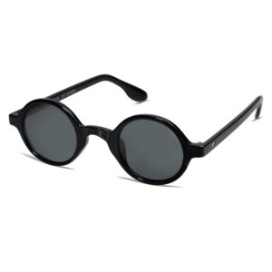 vanlinker round polarized sunglasses for men women hippie costume sun glasses 90s circle vl9699 with black frame grey lens