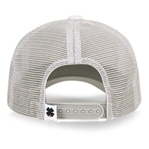 Lucky Brand Standard Trucker Mesh-Back Cap with Adjustable Snapback for Men and Women (One Size Fits Most), Clover Patch-Light Grey