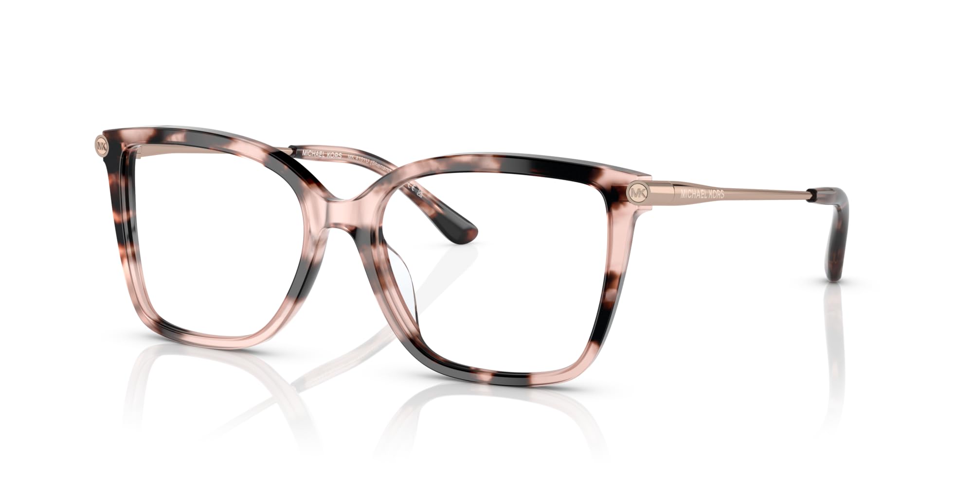 Michael Kors Eyewear Women's MK4101U Shenandoah Universal Fit Square Prescription Eyewear Frames, Pink Tortoise/Demo Lens, 53 mm