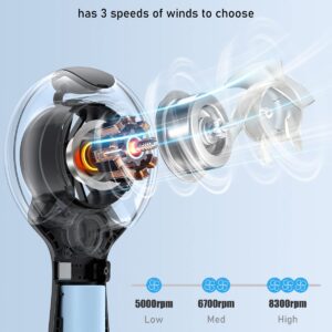 TriPole Handheld Fan Misting Fan 4000mAh Portable Fan with Mist 3 Speed Mini Fan Rechargeable Battery Operated Hand Fan for Kids Boys Girls Women Travel Vacation Outdoor, 8-29H Working, Black