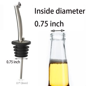 6 Pcs Liquor Bottle Pourers Oil Bottle Spout Stainless Steel Liquid Pour Spout with Covers for Oil, Wine, Vinegar and Liquid, Fit About 0.75 inch Inside diameter Bottle Mouth