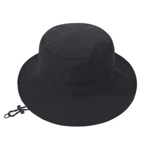 Zando Waterproof Bucket Hat for Women Men Outdoor Fishing Hats for Men Packable Black Bucket Hat Women Beach Hiking Hat Wide Brim Summer Hat Adjustable Bucket Hat with Strings for Men Black Hat