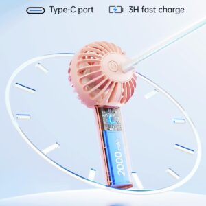 SWEETFULL Mini Portable Fan Powerful Handheld Fan Rechargeable,3 Speeds Personal Small Hand Fan for Travel Makeup Eyelash Fan for Stylish Kids Girls Women USB Cute Design