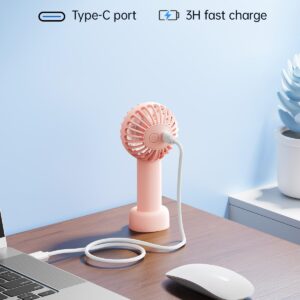 SWEETFULL Mini Portable Fan Powerful Handheld Fan Rechargeable,3 Speeds Personal Small Hand Fan for Travel Makeup Eyelash Fan for Stylish Kids Girls Women USB Cute Design