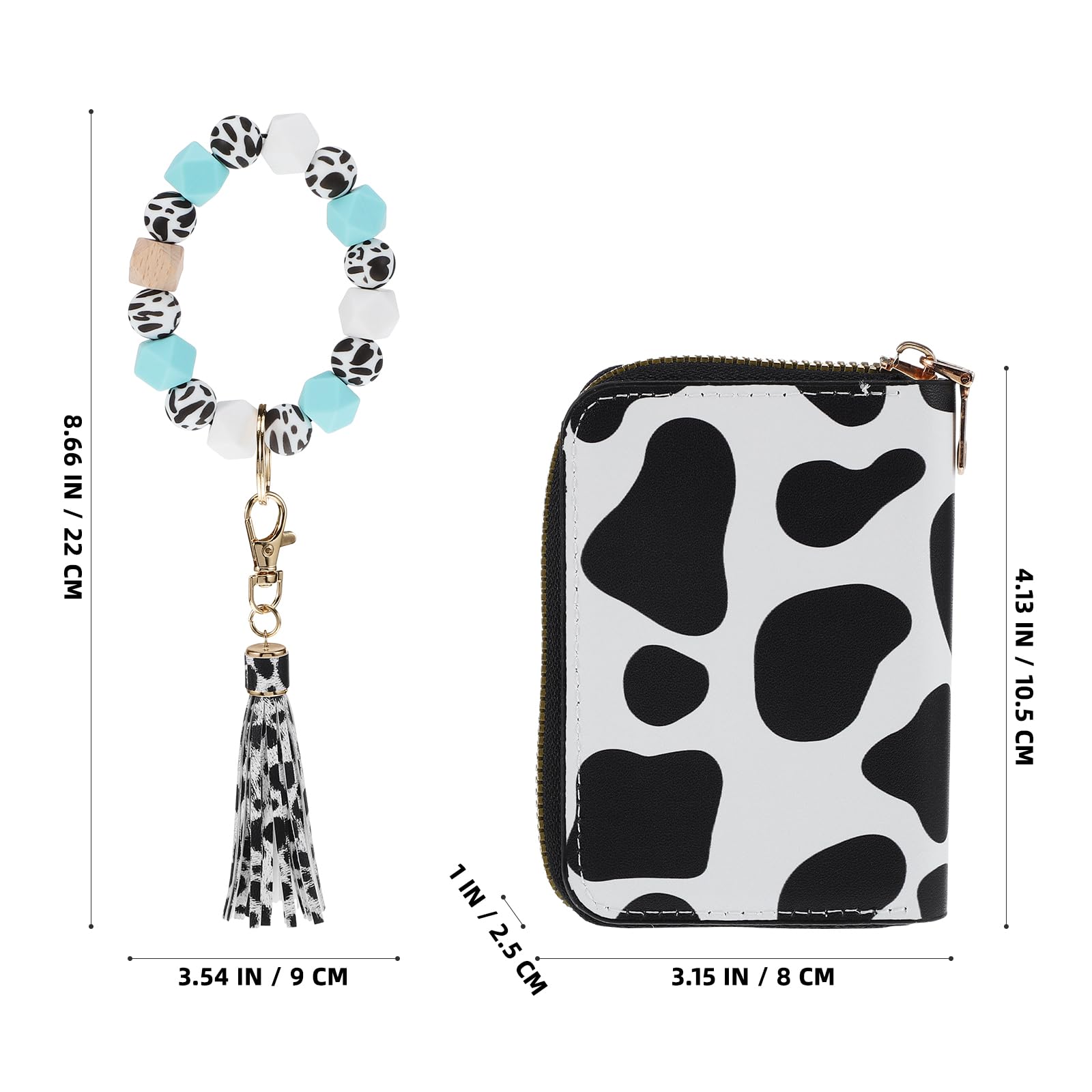 Abaodam 2Pcs Wrist Keychain Wallet Cow Key Wallet Holder Card Case with Keychain