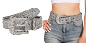 inogih glitter western cowboy style rhinestone belt luxury bling bling diamond crystal studded belts for jeans pants dress