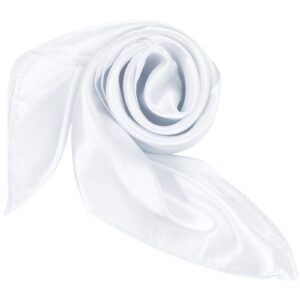 American Trends Women Silk Feeling Scarf Satin Head Scarves Vintage Square Satin Scarf Wrap Neck Scarf Lightweight Silk Like Bandana White