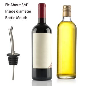 6 Pcs Liquor Bottle Pourers Oil Bottle Spout Stainless Steel Liquid Pour Spout with Covers for Oil, Wine, Vinegar and Liquid, Fit About 0.75 inch Inside diameter Bottle Mouth