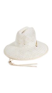 lele sadoughi women's straw checkered hat, white washed, one size