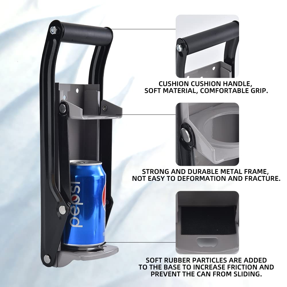 Can Crusher, CNAODUN for Recycling Heavy Duty Aluminum Wall Mounted Can Crusher, Soda Beer Can Smasher with Bottle Opener for 12 Oz and 16 Oz Cans