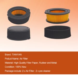 TIANYAN 2pcs 951-10794 751-10794 951-14262 Air Filter Replacement for MTD 751-14262 Premium OHV engine 208cc Troy-Bilt MTD Gold Craftsman Yard-Man Yard Machines Huskee Bolens Cultivator Tiller