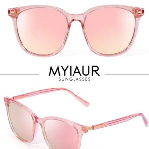 Myiaur Women's Polarized Sunglasses with Mirrored Lens & UV400 Protection - Trendy & Stylish Large Glasses