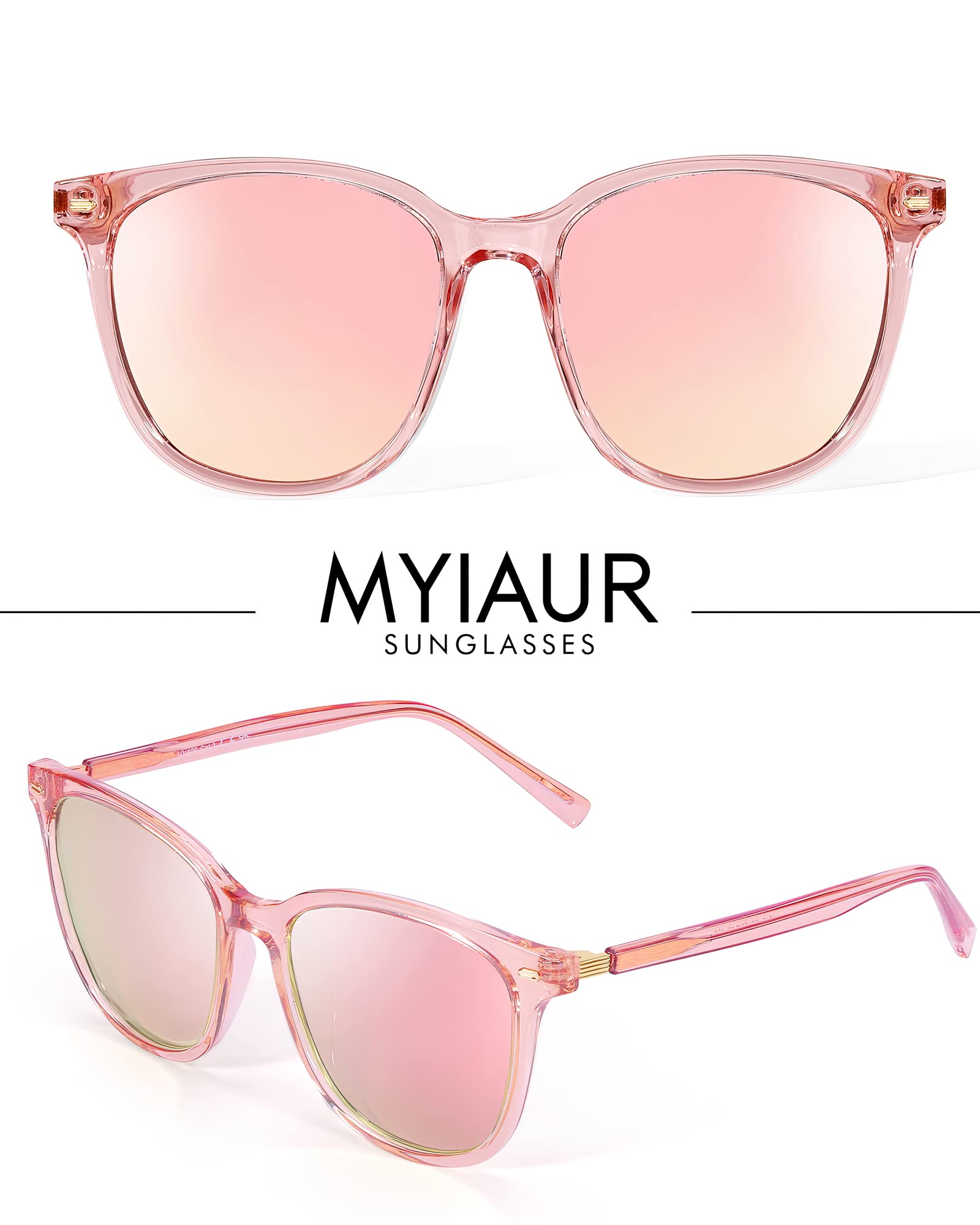 Myiaur Women's Polarized Sunglasses with Mirrored Lens & UV400 Protection - Trendy & Stylish Large Glasses