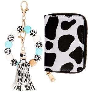 Abaodam 2Pcs Wrist Keychain Wallet Cow Key Wallet Holder Card Case with Keychain