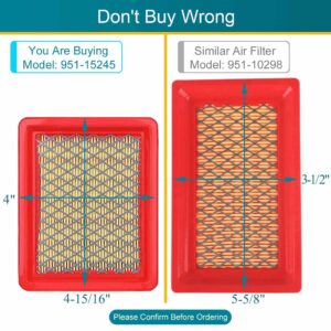 Emmawin 2 Pack 951-15245 Air Filter for Cub Cadet MTD 159cc 196cc Engine Lawn Mower, Replace Air Filter 751-15245