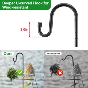 Bird Feeder Pole Hanger - 78 Inch Heavy-duty Shepherds Hooks for Outdoor Garden Decor,Adjustable 5 Prong Shepards Hook Hummingbird Feeder Stand for Hanging Birdfeeders,Wind Chime,Plant - Black